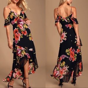 Lulus Love in Bloom Black Floral Dress